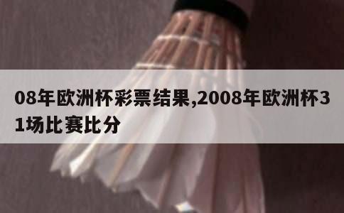 08年欧洲杯彩票结果,2008年欧洲杯31场比赛比分